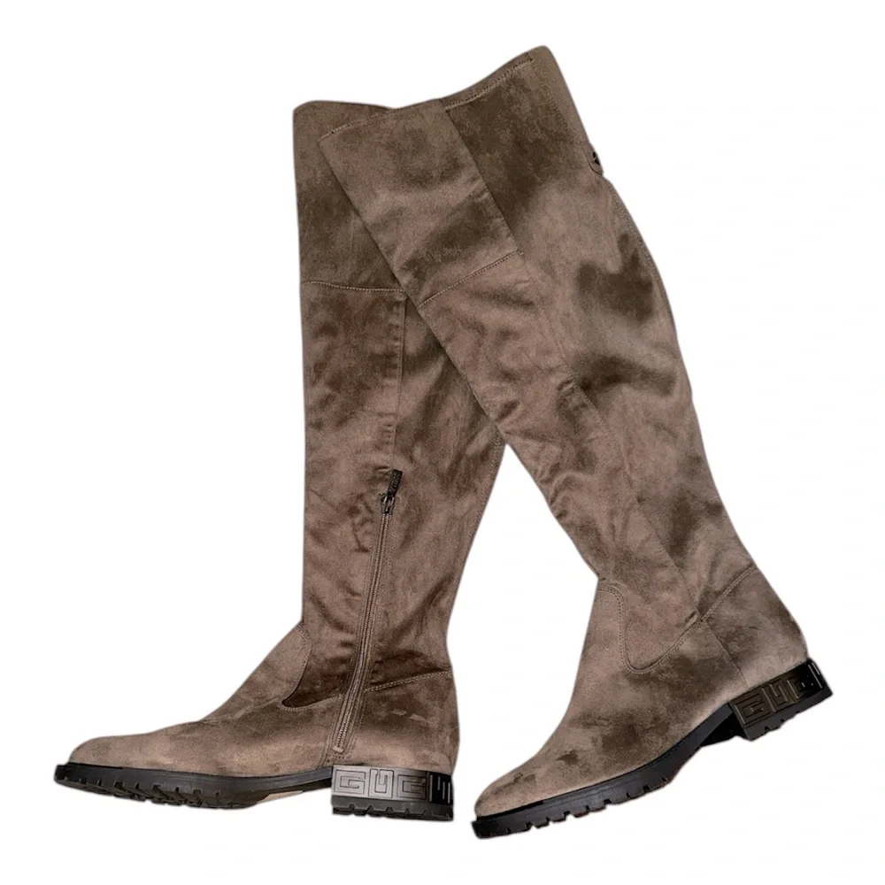 Guess Women's Raniele Brown Faux‎ Suede Over The Knee Boots Size 10